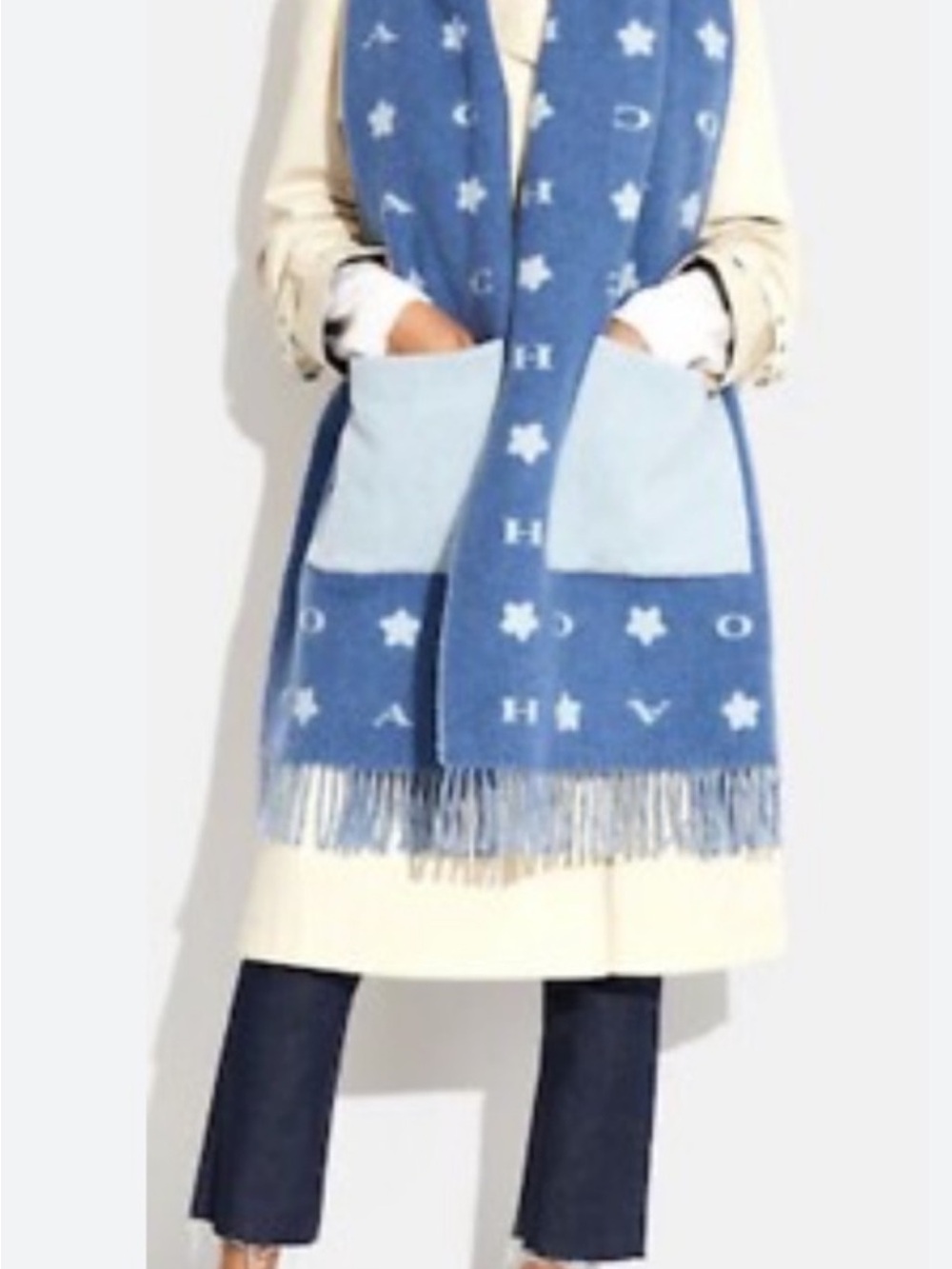Coach oversized muffler  Scarf with Pockets